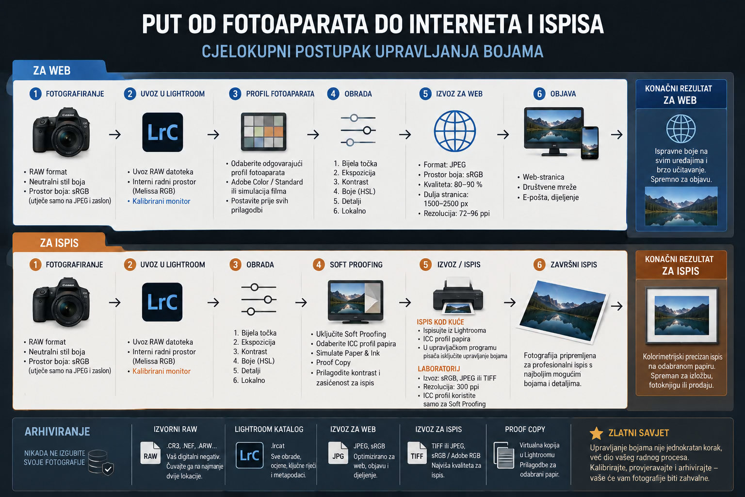 Shema postupka pripreme fotografije za internet i ispis